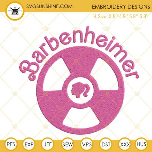 Barbenheimer Logo Embroidery Designs, Movie 2023 Embroidery Files