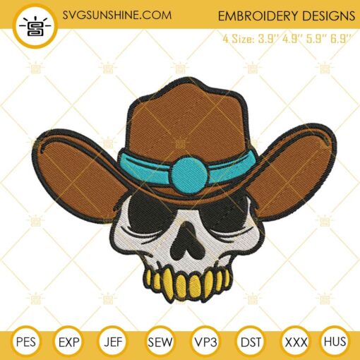 Cowboy Skull Skellington Embroidery Designs, Western Cowboy Halloween Machine Embroidery Files