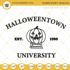 Halloweentown University Est 1998 Embroidery Designs, Halloween Pumpkin Embroidery Files