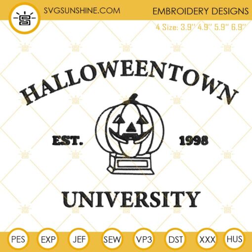 Halloweentown University Est 1998 Embroidery Designs, Halloween Pumpkin Embroidery Files