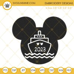 Mickey Mouse Head Cruise 2023 Machine Embroidery Design, Family Cruise Trip 2023 Embroidery Files