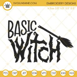 Basic Witch Embroidery Files, Halloween Embroidery Designs