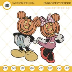 Mickey And Minnie Pumpkin Head Embroidery Designs, Disney Halloween Embroidery Files