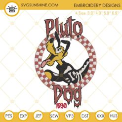 Pluto Dog Skeleton Embroidery Design, Disney Dog Halloween Embroidery File