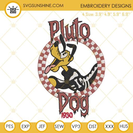 Pluto Dog Skeleton Embroidery Design, Disney Dog Halloween Embroidery File