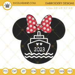 Minnie Head Cruise 2023 Machine Embroidery Design, Disney Cruise Trip 2023 Embroidery Files