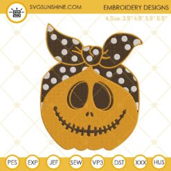 Jack Skellington With Pumpkins Embroidery Files, Pumpkin Halloween Embroidery Designs