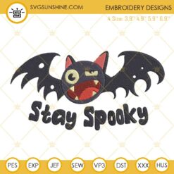 Stay Spooky Bat Embroidery Designs, Halloween Bat Embroidery Digital Files