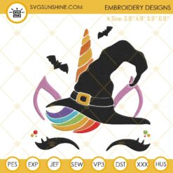 Unicorn Face Witch Halloween Machine Embroidery Designs