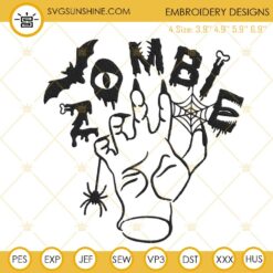 Zombie Hand Machine Embroidery Designs, Spooky Halloween Embroidery Files