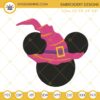 Minnie Mouse Head Witch Hat Embroidery Designs, Minnie Head Halloween Embroidery Pattern Files