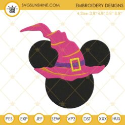 Minnie Mouse Head Witch Hat Embroidery Designs, Minnie Head Halloween Embroidery Pattern Files