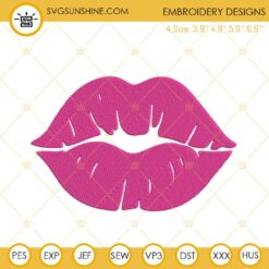Pink Lips Embroidery Designs, Barbie Lips Machine Embroidery Pattern Files