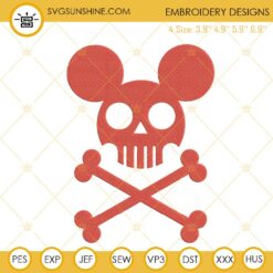 Skull And Crossbones Mickey Machine Embroidery Design, Funny Mickey Halloween Embroidery Files