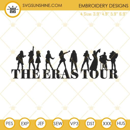 The Eras Tour Machine Embroidery Design, Taylor Swift Tour 2023 Embroidery Files