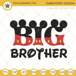 Big Brother Mickey Machine Embroidery Designs, Disney Family Embroidery Files