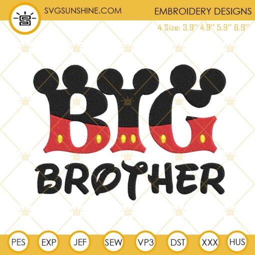 Big Brother Mickey Machine Embroidery Designs, Disney Family Embroidery Files