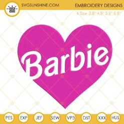 Barbie Pink Heart Machine Embroidery Designs, Barbie Love Embroidery Files