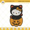 Hello Kitty Cat In Pumpkin Halloween Embroidery Design Files