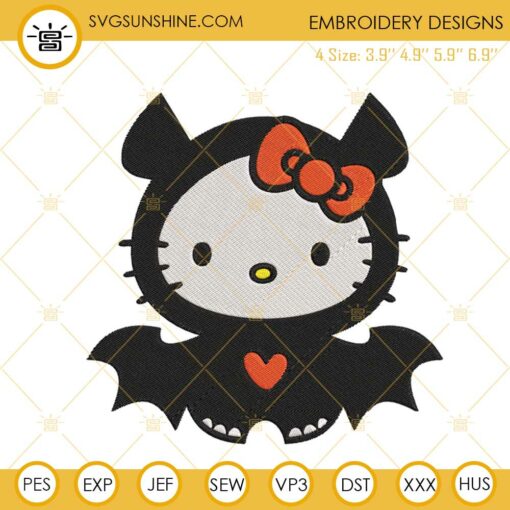 Hello Kitty Halloween Bat Embroidery Design Download Files