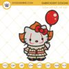 Hello Kitty Pennywise With A Balloon Halloween Embroidery Design Files