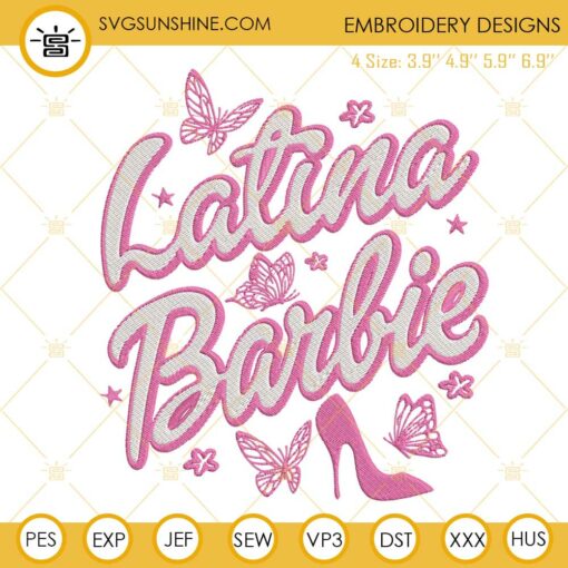 Latina Barbie Machine Embroidery Design File Download