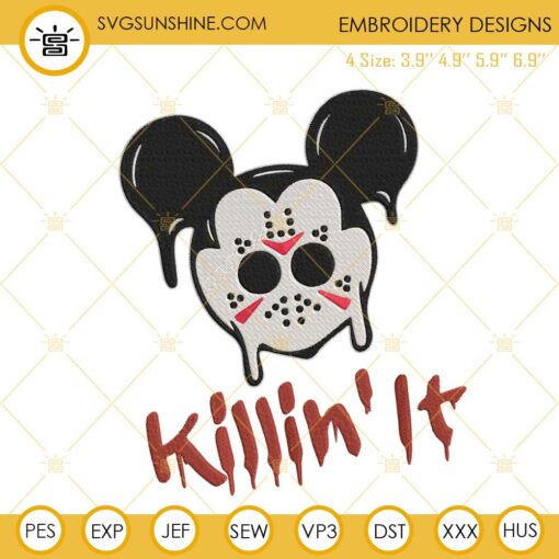 Mickey Jason Voorhees Killin It Machine Embroidery Designs, Mickey Mouse Halloween Embroidery Files