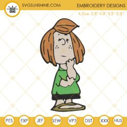 Peppermint Patty Machine Embroidery Designs, Snoopy Cartoon Character Embroidery Files
