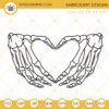 Skeleton Hand Heart Machine Embroidery Designs, Funny Skeleton Halloween Embroidery Files