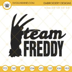 Team Freddy Machine Embroidery Designs, Freddy Krueger Halloween Embroidery Files