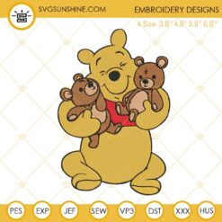 Winnie The Pooh With Teddy Bear Machine Embroidery Designs, Disney Pooh Embroidery Files