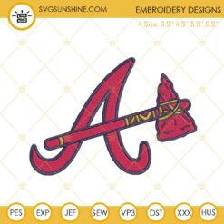 Atlanta Braves Logo Embroidery Designs, Braves Baseball Embroidery Files