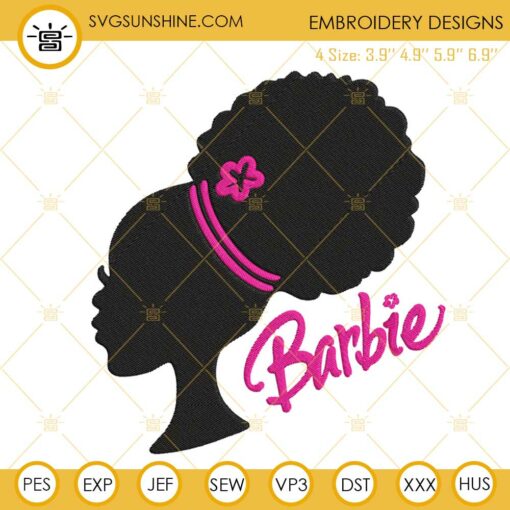 Black Barbie Embroidery Designs, Afro Barbie Girl Embroidery Files