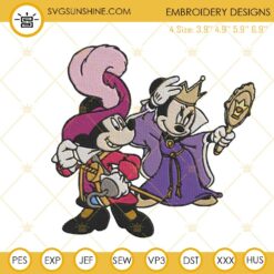 Captain Hook Mickey And Evil Queen Minnie Embroidery Designs, Walt Disney Halloween Embroidery Pattern Files