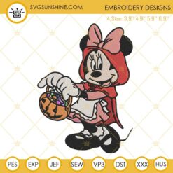 Disney Minnie Halloween Embroidery Designs, Minnie Mouse Trick Or Treat Embroidery Files