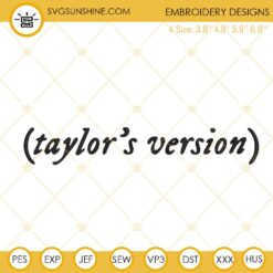Swiftie Heart Embroidery Designs, Taylor Swift Fan Embroidery Files