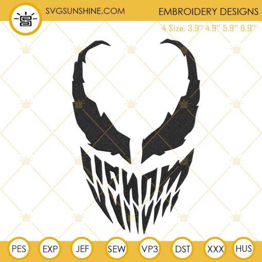 Venom Face Embroidery Designs, Movie Embroidery Files