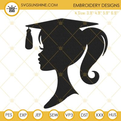 Barbie Graduation Embroidery Designs, Doll Girl Graduated Embroidery Files