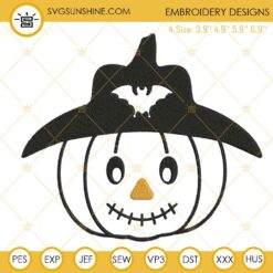 Cute Pumpkin With Hat Embroidery Designs, Kid Halloween Embroidery Files