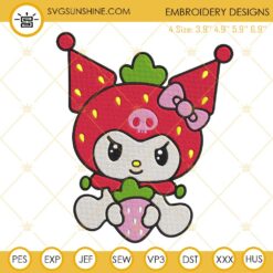 Kuromi Strawberry Embroidery Designs, Kuromi Hello Kitty Machine Embroidery Pattern Files