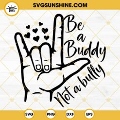 Matching Orange Unity Day Rainbow SVG, Be Kind ASL Anti Bullying SVG PNG DXF EPS Cut Files For Cricut Silhouette