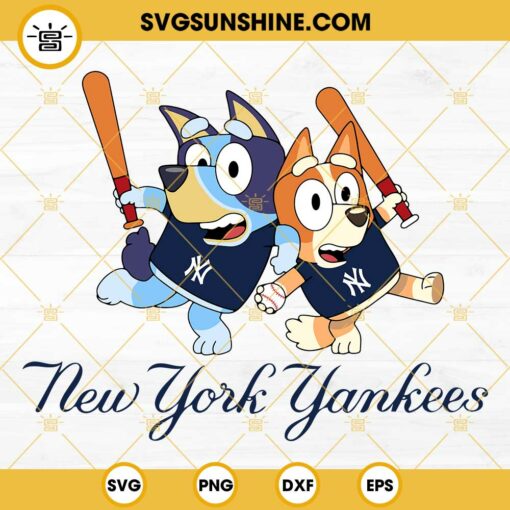Bluey New York Yankees Baseball SVG PNG DXF EPS