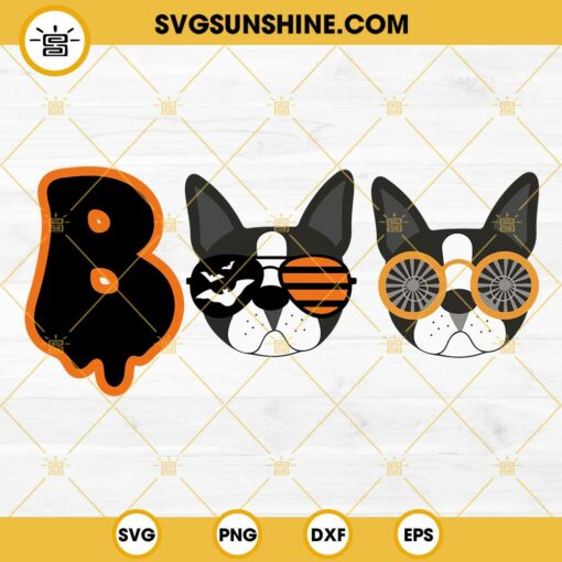 Boo Boston Terrier Halloween SVG, Dog Halloween SVG PNG Files