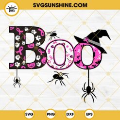 Boo Halloween Breast Cancer Awareness SVG PNG DXF EPS Files For Cricut