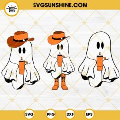 Boo Jee SVG Bundle, Boo Jee Ghost SVG, Boujee SVG, Western Ghost With Cup SVG