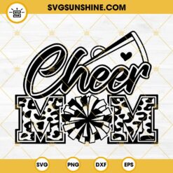 Cheer Mom Royal Blue And Silver SVG, Leopard  Messy Bun Cheer Mom SVG PNG DXF EPS Cricut