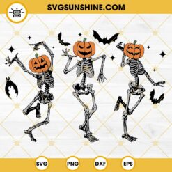 Dancing Pumpkin Head Skeletons SVG, Halloween SVG, Skeletons Dancing SVG Files