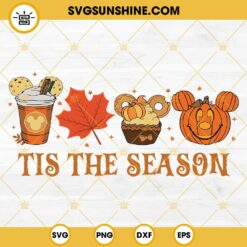 Disney Fall Tis The Season SVG, Football  Latte Leaves SVG, Pumpkin Spice Mouse Ears SVG