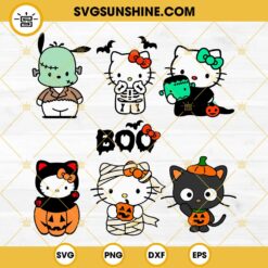 Halloween Hello Kitty SVG Bundle, Hello Kitty Pumpkin SVG, Boo Kitty Cat SVG
