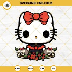 Hello Kitty Dia De Los Muertos Skull SVG, Hello Kitty Halloween SVG PNG DXF EPS Files
